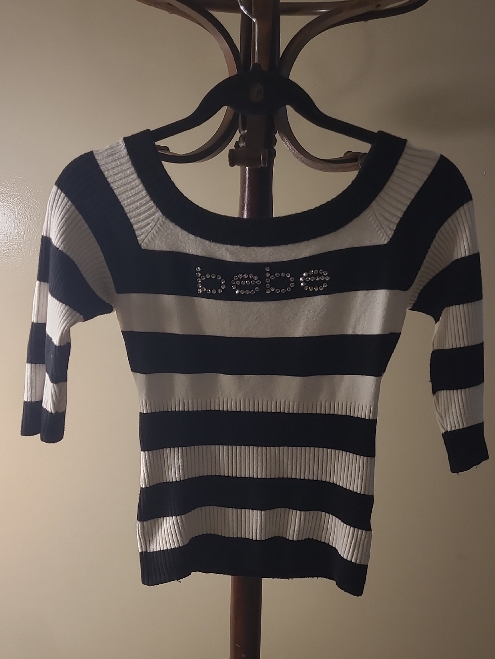 Vintage Y2k bebe Black and White Striped Top Size Large